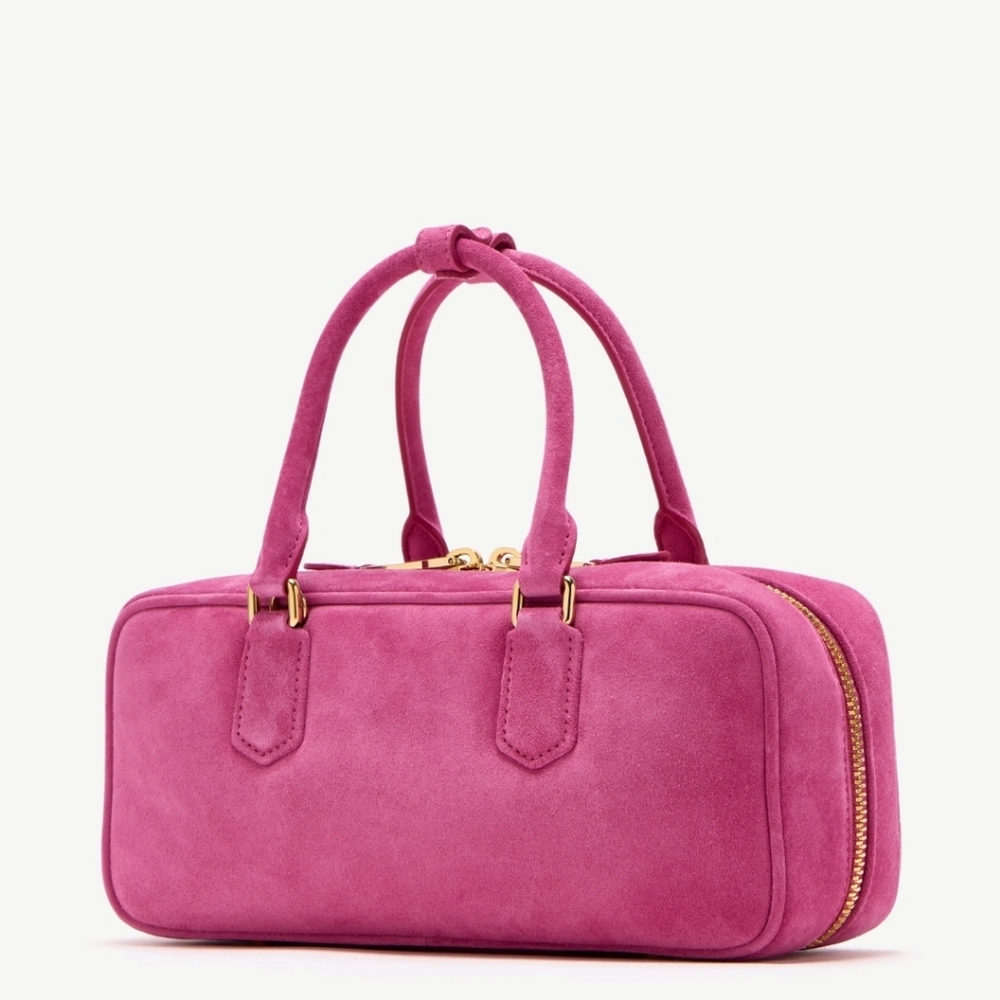 Miu Miu Arcadie Hot Pink Suede Satchel Handbag Purse NWT Authentic - Picture 3 of 15